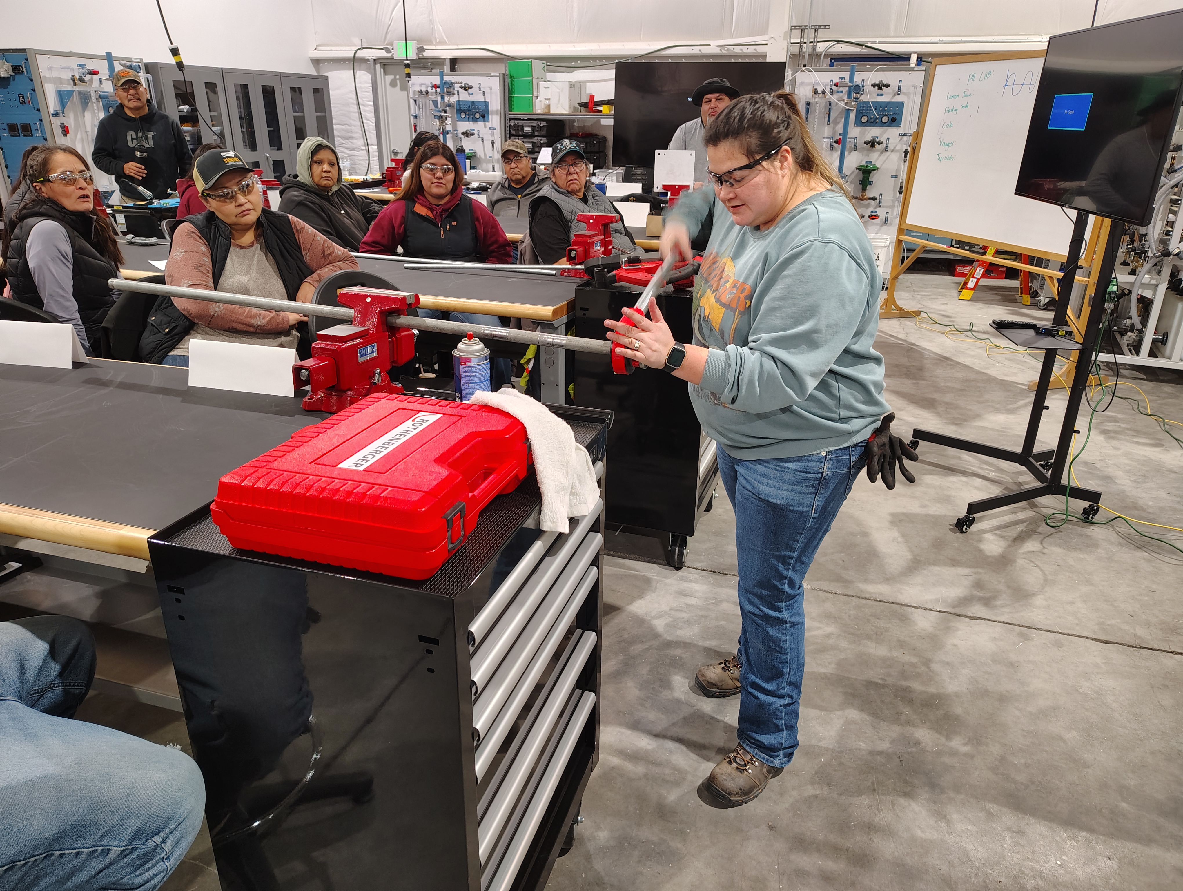 Abby Loya, Instrumentation and Electrical Systems Instructor at Great Basin College leads Process Plant Training participants through technical concepts that directly apply to operations at Thacker Pass.