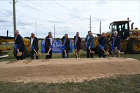 (l-r): Bryan/College Station Metropolitan Planning Organization Executive Director Dan Rudge; Acting Brazos County Judge Kyle Kacal; College Station Mayor John Nichols; Fluor President of Infrastructure Shawn West; TxDOT Bryan District Engineer Chad Bohne; Texas House of Representatives for District 14 Paul Dyson; Bryan Mayor Pro Tem James Edge; Bryan/College Station Chamber of Commerce President Glen Brewer.