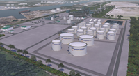 An artist rendering of the America First Refining large-scale refining facility in Brownsville, Texas, the first new refinery to be constructed in the United States in more than 50 years.