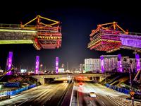 Construction of the LAX Automated People Mover guideway over Sepulveda Boulevard by the Fluor team.(Photo: Brandon Tseng with Los Angeles World Airports)
